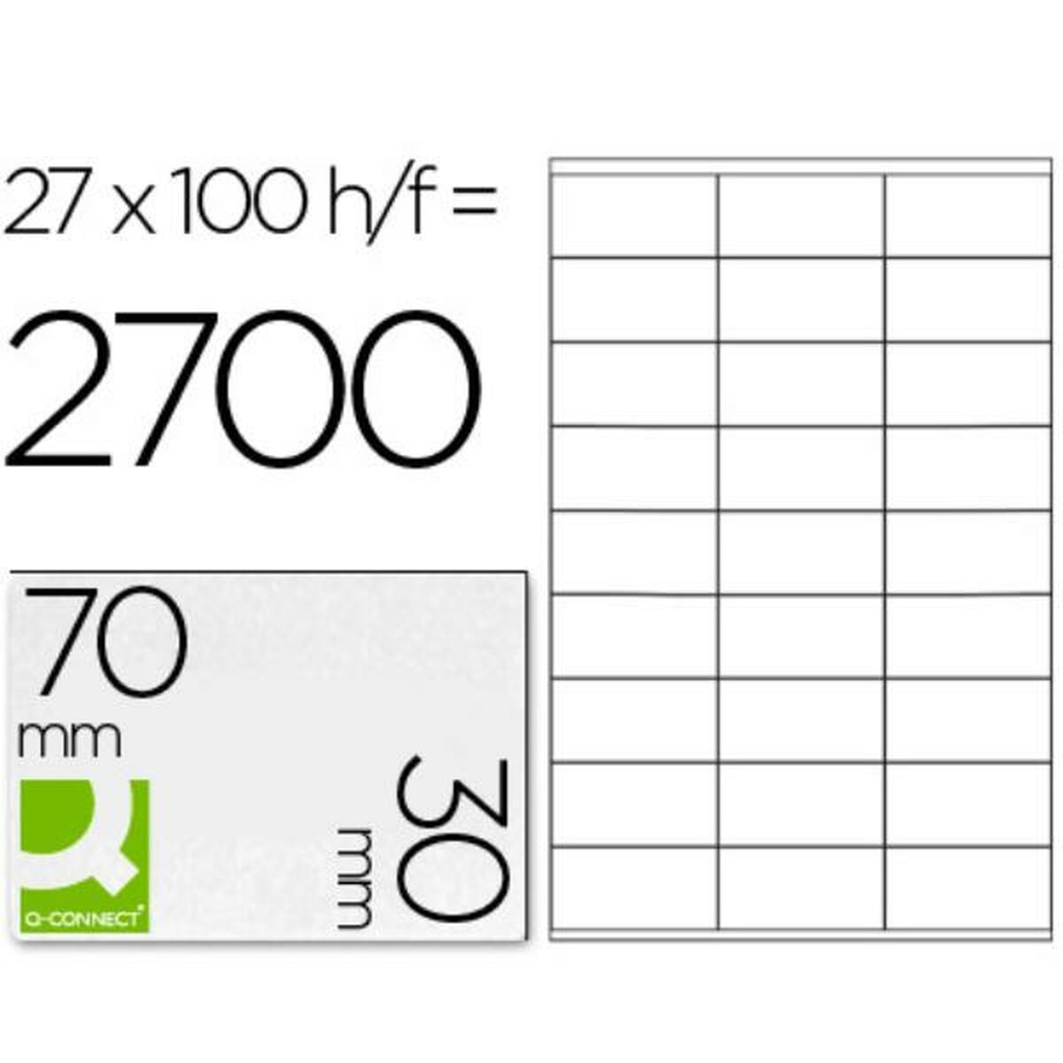 Étiquettes adhésives Q-Connect KF10642 Blanc 100 Volets 70 x 30 mm