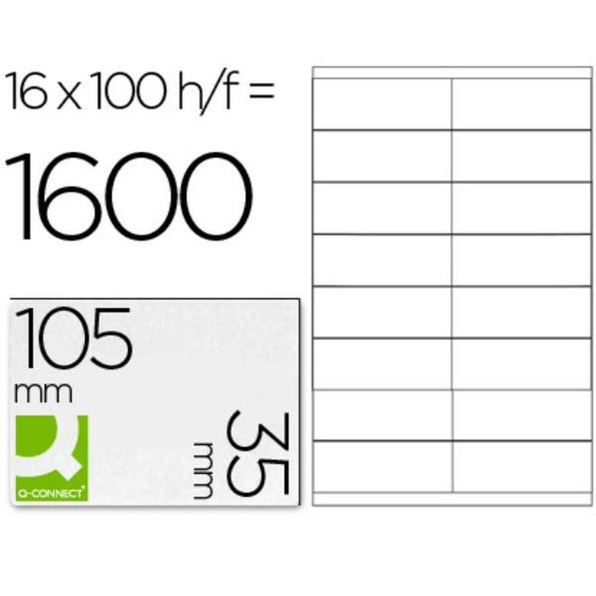 Étiquettes adhésives Q-Connect KF10653 Blanc 100 Volets 105 x 35 mm