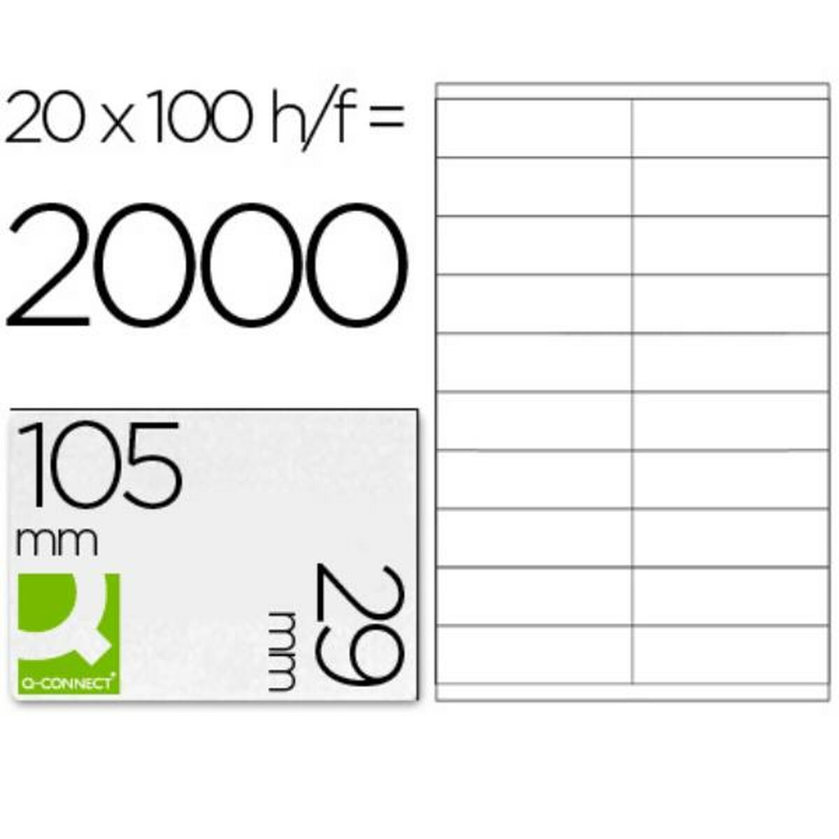 Étiquettes adhésives Q-Connect KF26093 Blanc 100 Volets 105 x 29 mm