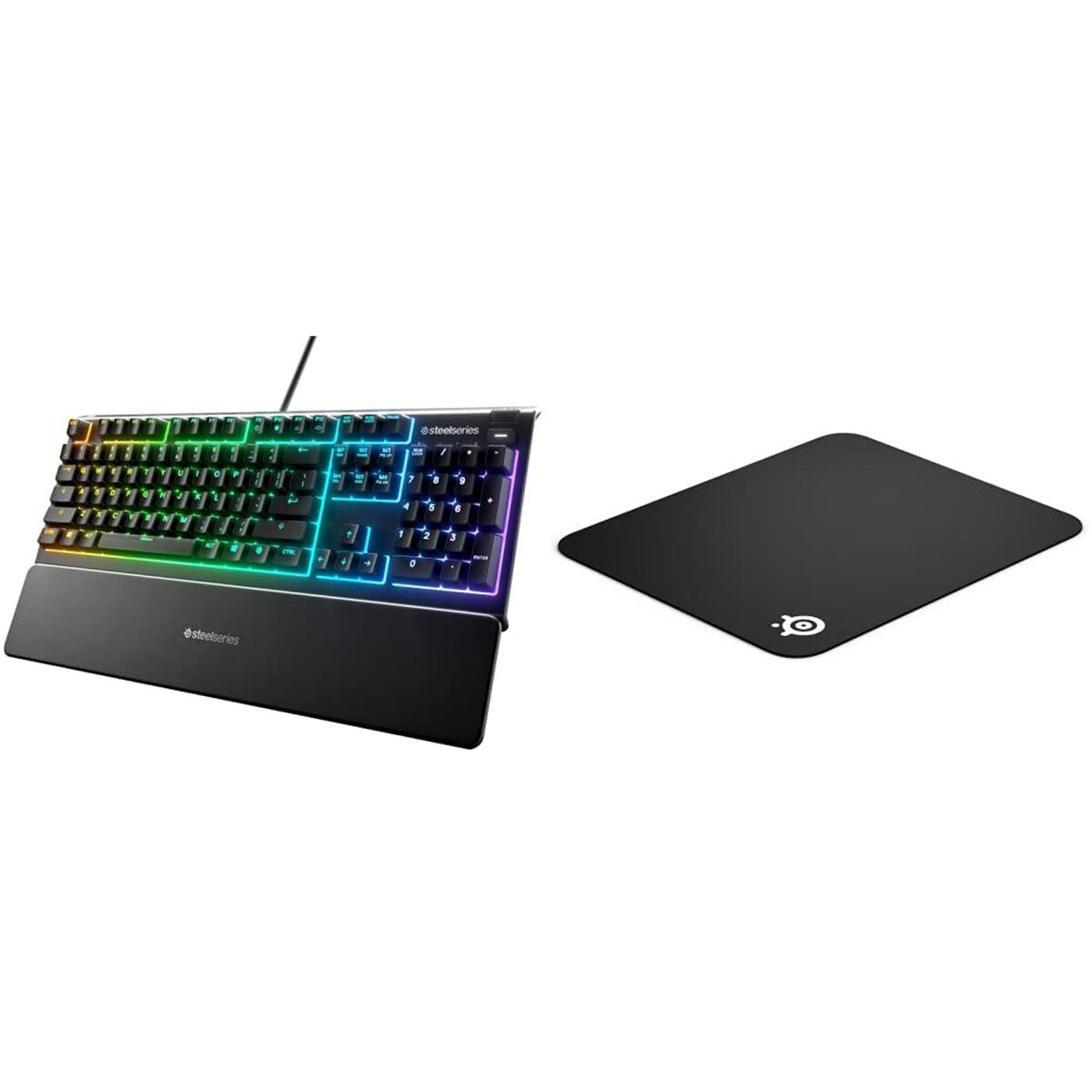 Afbeeldingen van Gaming Keyboard SteelSeries Apex 3 Spanish Qwerty Black Gaming Mouse Mat