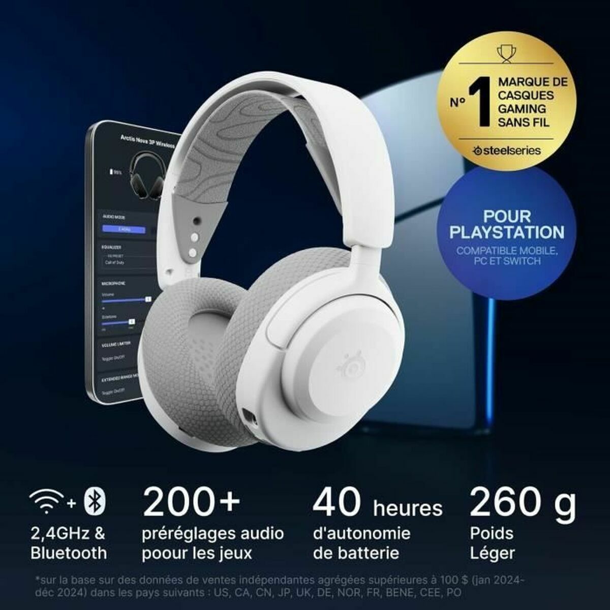 Picture of Headphones SteelSeries Arctis Nova 3PW White