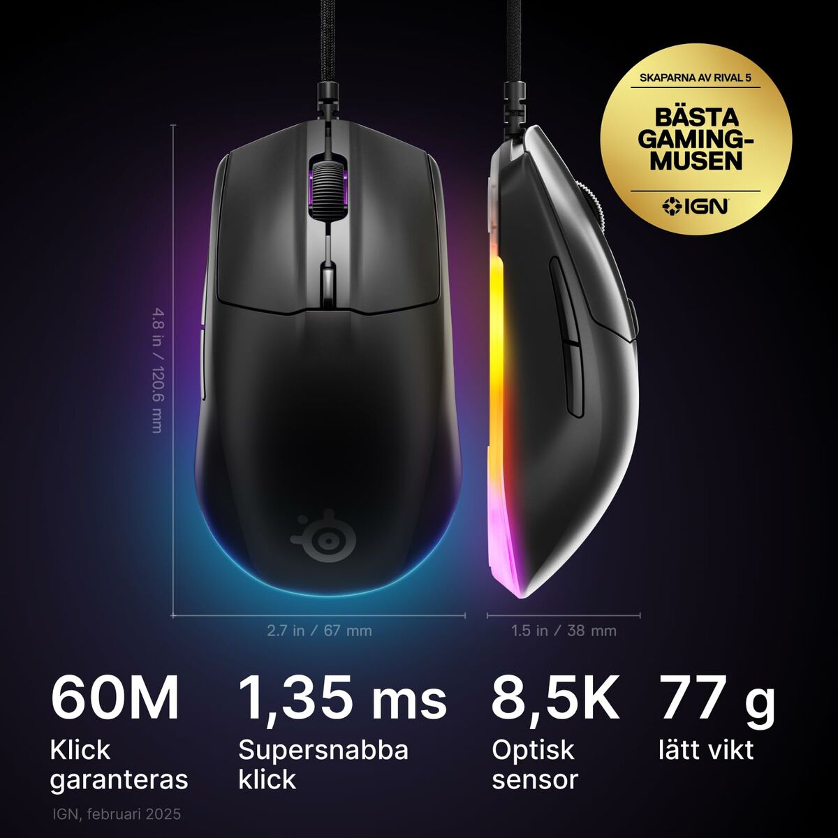 Kép Mouse SteelSeries 62515 Black 8500 dpi