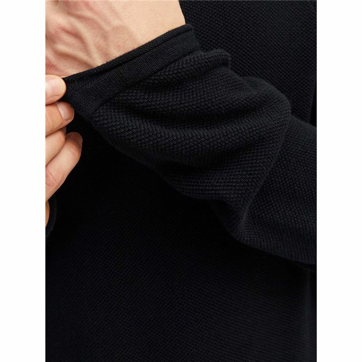 Mens Long Sleeve T-Shirt Jack & Jones ehill Knit Black