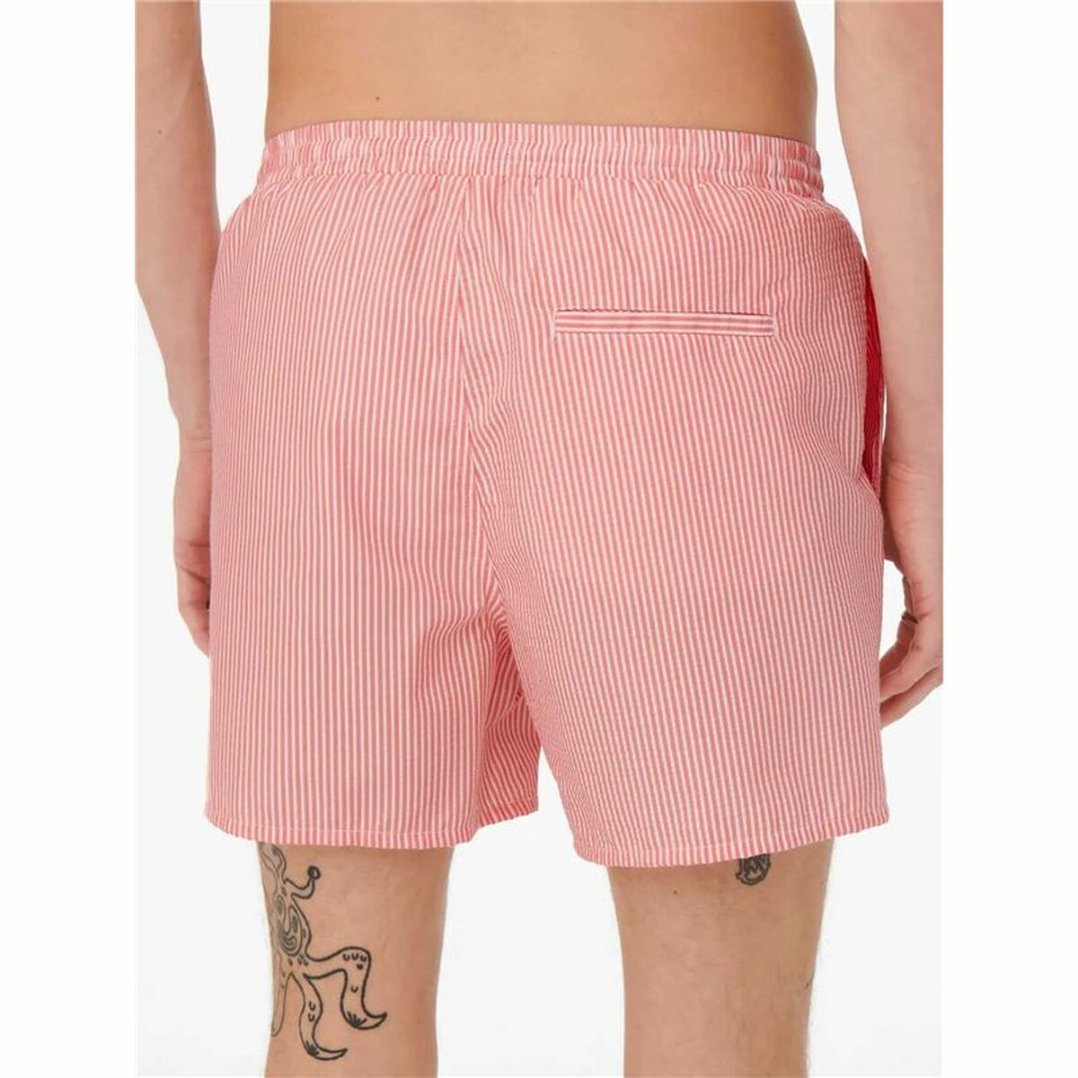 Herenzwembroek Only & Sons Onsted Stripe Seersucker Roze