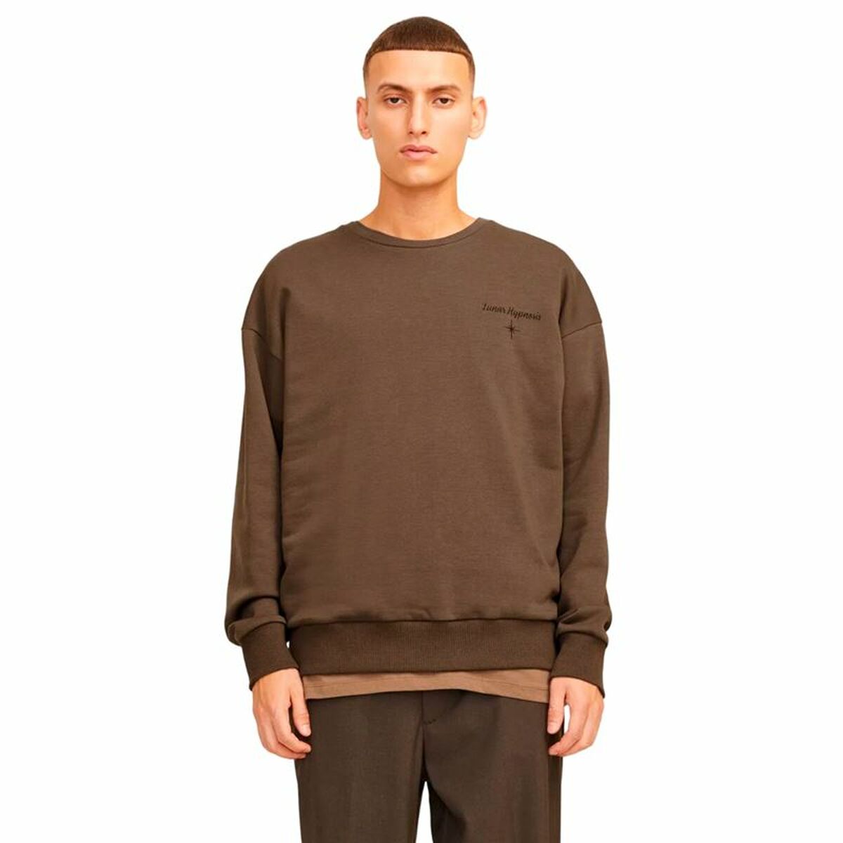 Herensweater zonder Capuchon Jack & Jones Jjmystic Wit Bruin