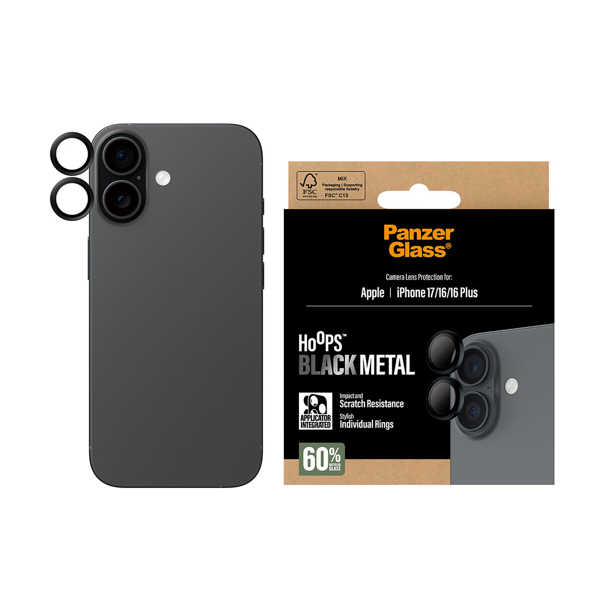 Afbeeldingen van Lens Protector PanzerGlass iPhone 17-16-16Plus Black Apple