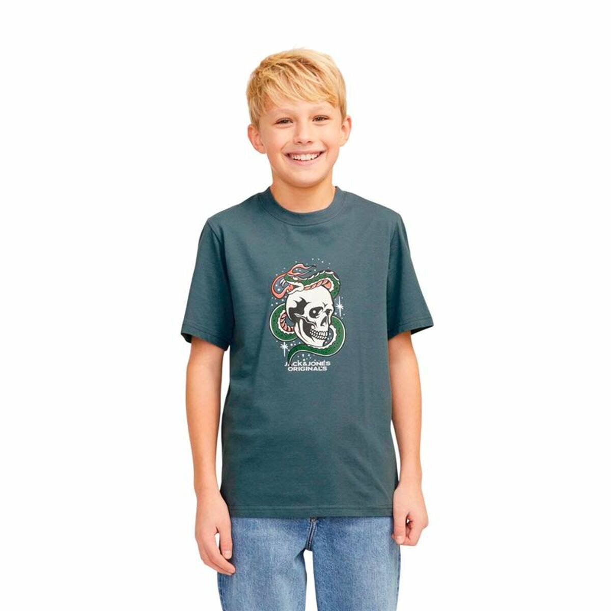 Image secondaire de T shirt à manches courtes Enfant Jack & Jones Joranatomy Skull Ss Crew Neck