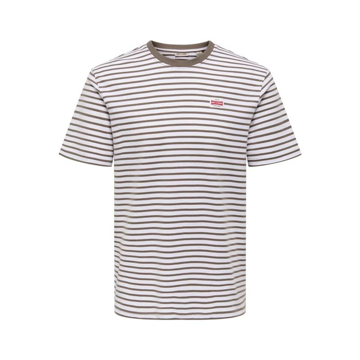Heren-T-Shirt met Korte Mouwen Only & Sons Onsdawson Reg Stripe Lichtbruin