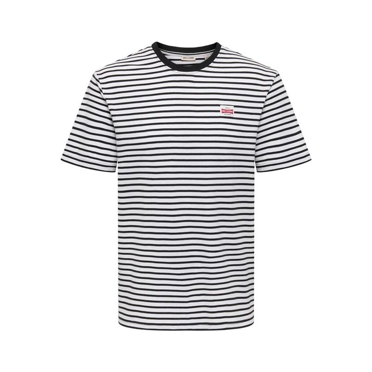 Heren-T-Shirt met Korte Mouwen Only & Sons Onsdawson Reg Stripe Zwart