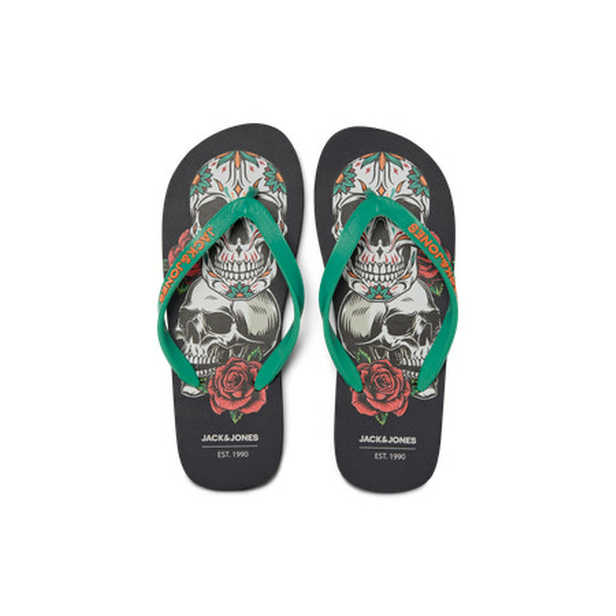 Tongs pour Homme Jack & Jones JFWSKULLS FLIP FLOP 12280854 Noir