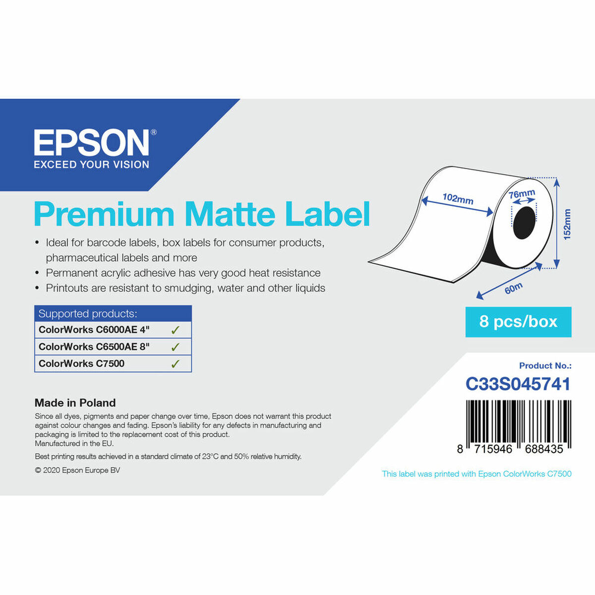 Afbeeldingen van Printer Labels Epson C33S045741 Ø 76,2 mm (1 Unit) (18 Units)