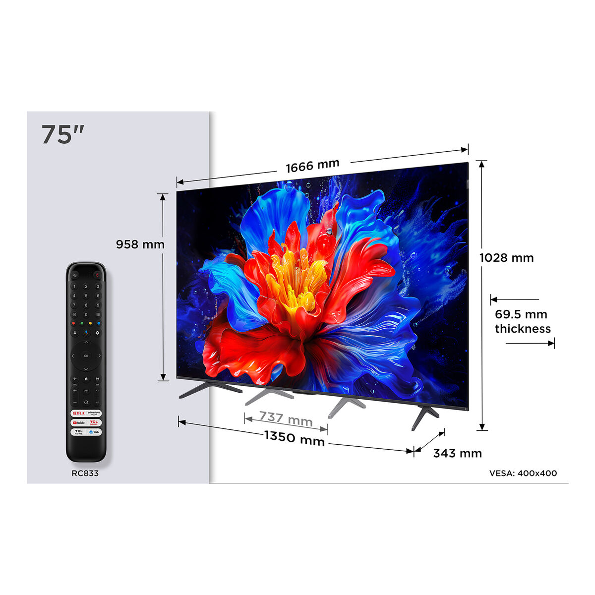 Afbeeldingen van Smart TV TCL 75P89K 75 75" 4K Ultra HD HDR QLED