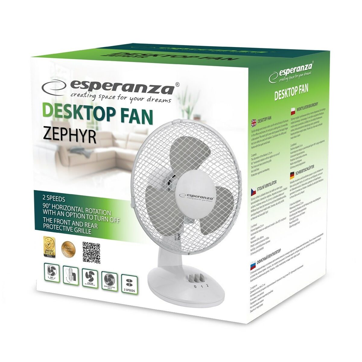 Image secondaire de Ventilateur de Bureau Esperanza EHF004WE Blanc Gris 30 W