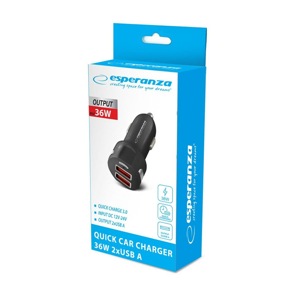 Afbeeldingen van Car Charger Esperanza EZC110K Black 36 W