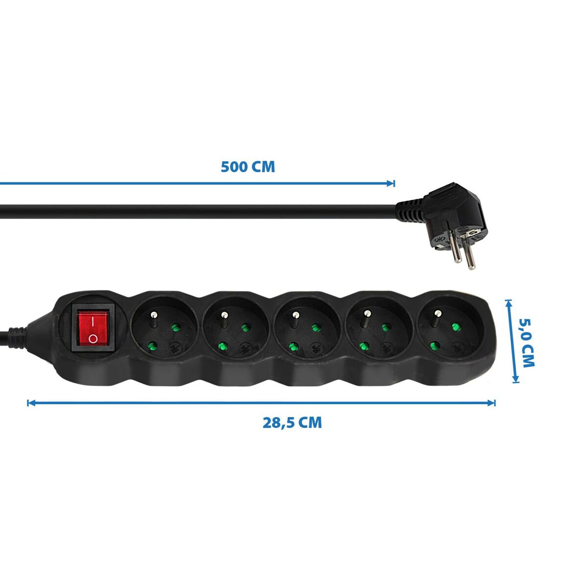 Afbeeldingen van Power Socket - 5 sockets with Switch Esperanza ELK216K 3680 W (5 m)