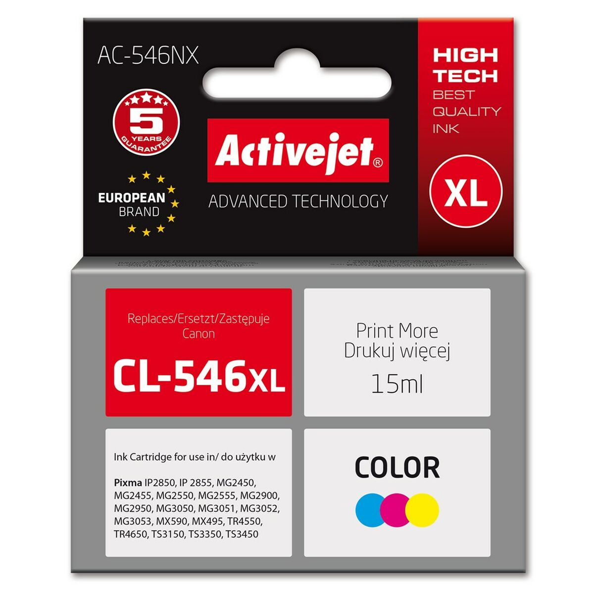 Cartouche d'Encre Compatible Activejet AC-546NX Jaune