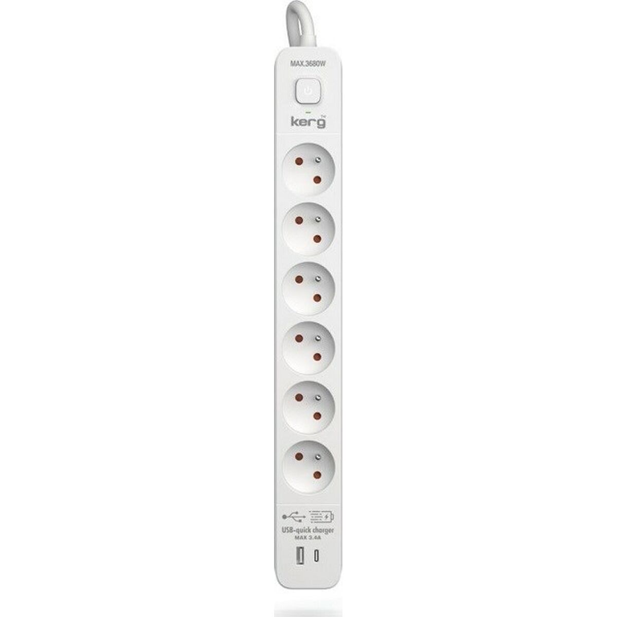 Afbeeldingen van Power Socket - 6 Sockets with Switch Kerg M02602 (3 m)