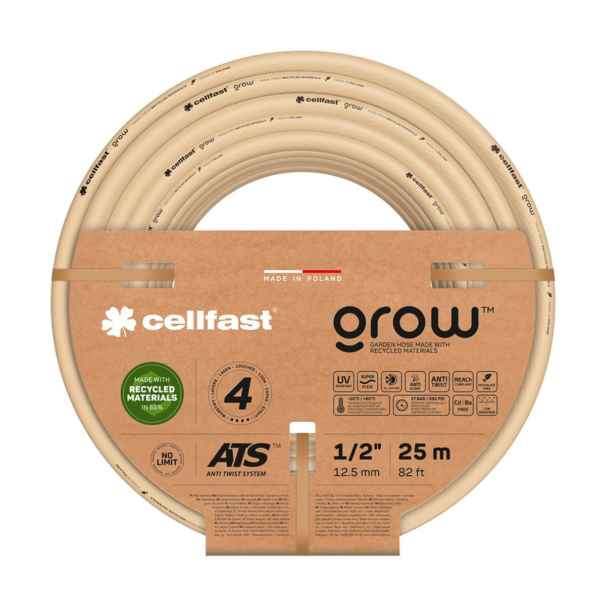 Tuyau d'arrosage Cellfast Grow 15 m Plastique Beige 1/2