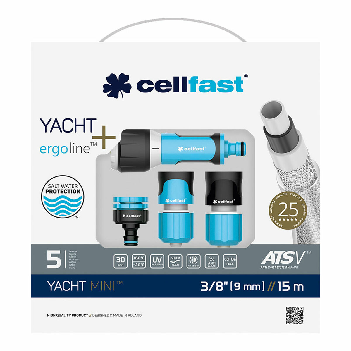 Jeu de tuyaux avec accessoires Cellfast Yacht Mini Ats PVC 15 m Ø 9 mm