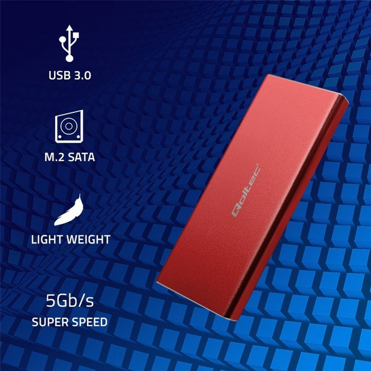 Image secondaire de Boîtier Externe Qoltec 51831 Rouge