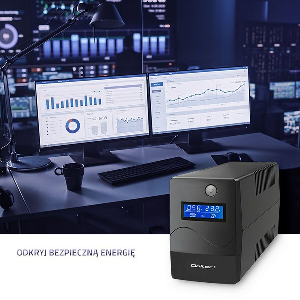 Afbeeldingen van Uninterruptible Power Supply System Interactive UPS Qoltec 53977 240 W