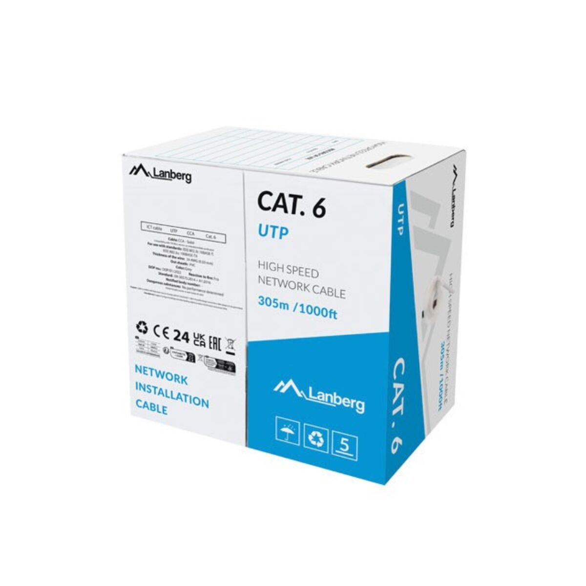 Câble Réseau Rigide UTP 6ème Catégorie Lanberg LCU6-15CC-0305-S Gris 305 m