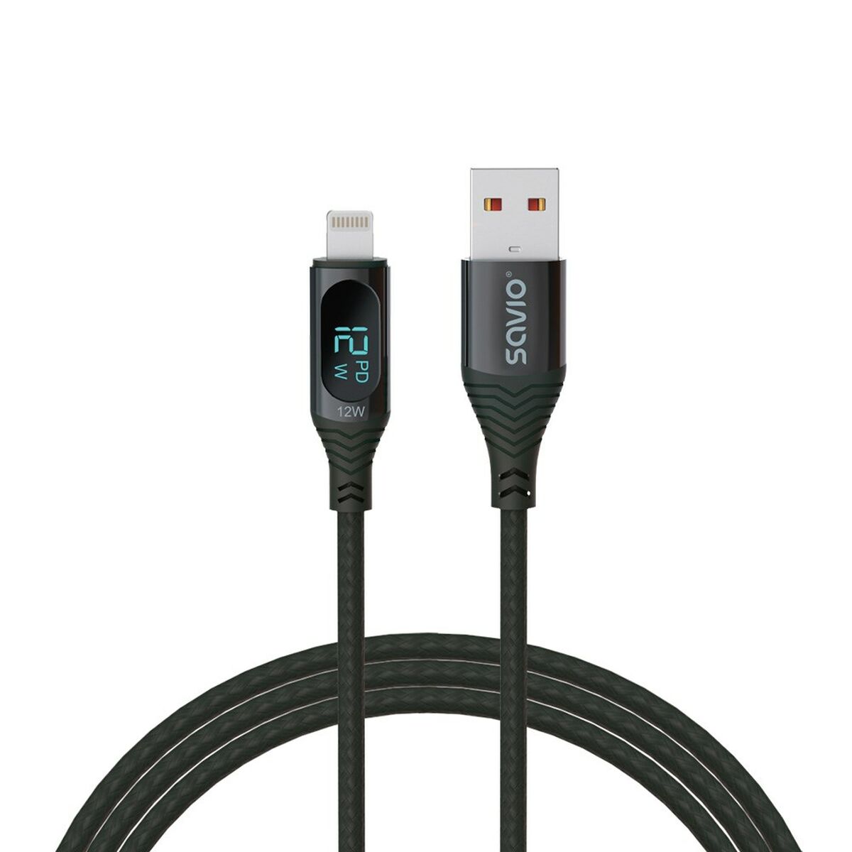 USB to Lightning Cable Savio CL-173 Black 1 m