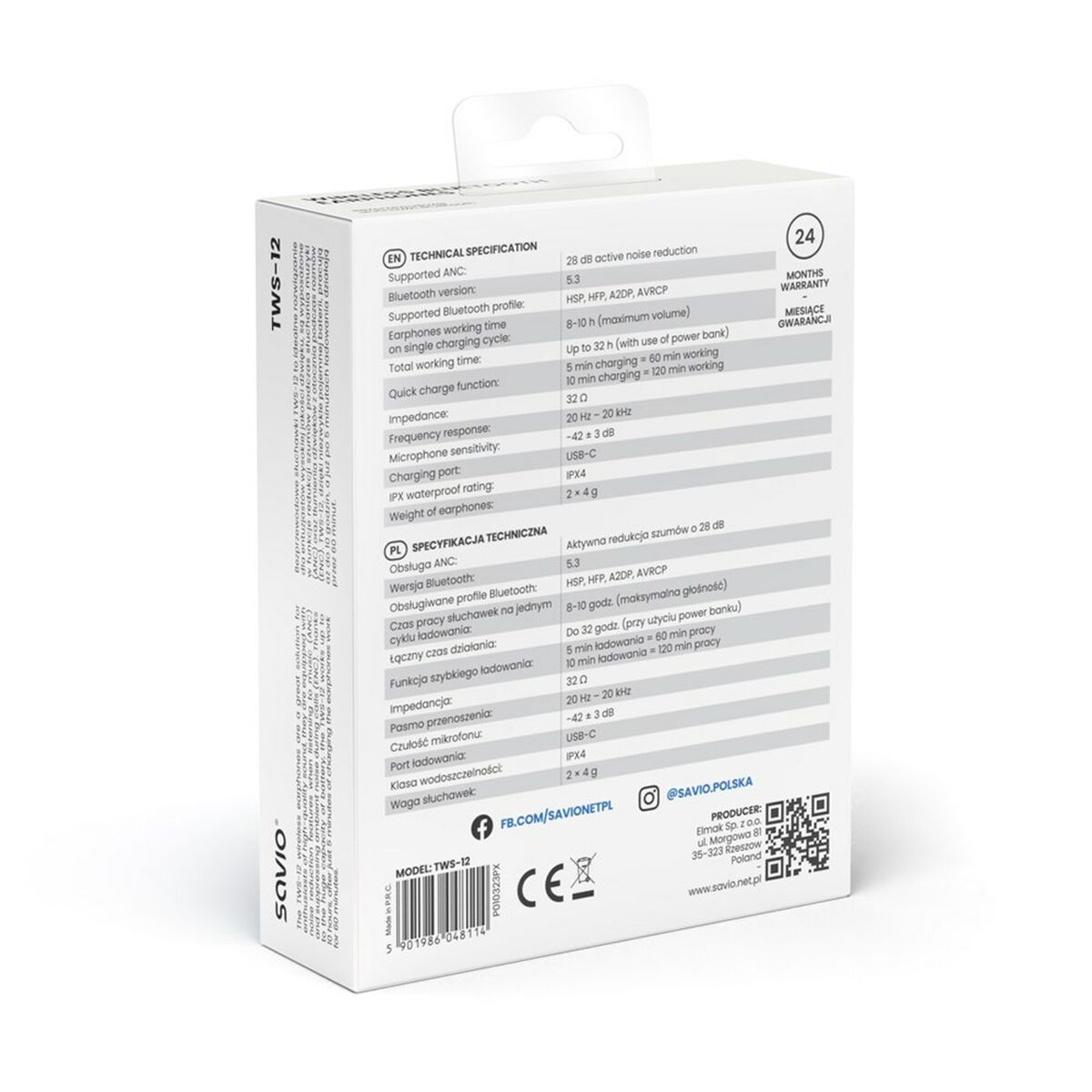 Image secondaire de Écouteurs in Ear Bluetooth Savio TWS-12 Noir