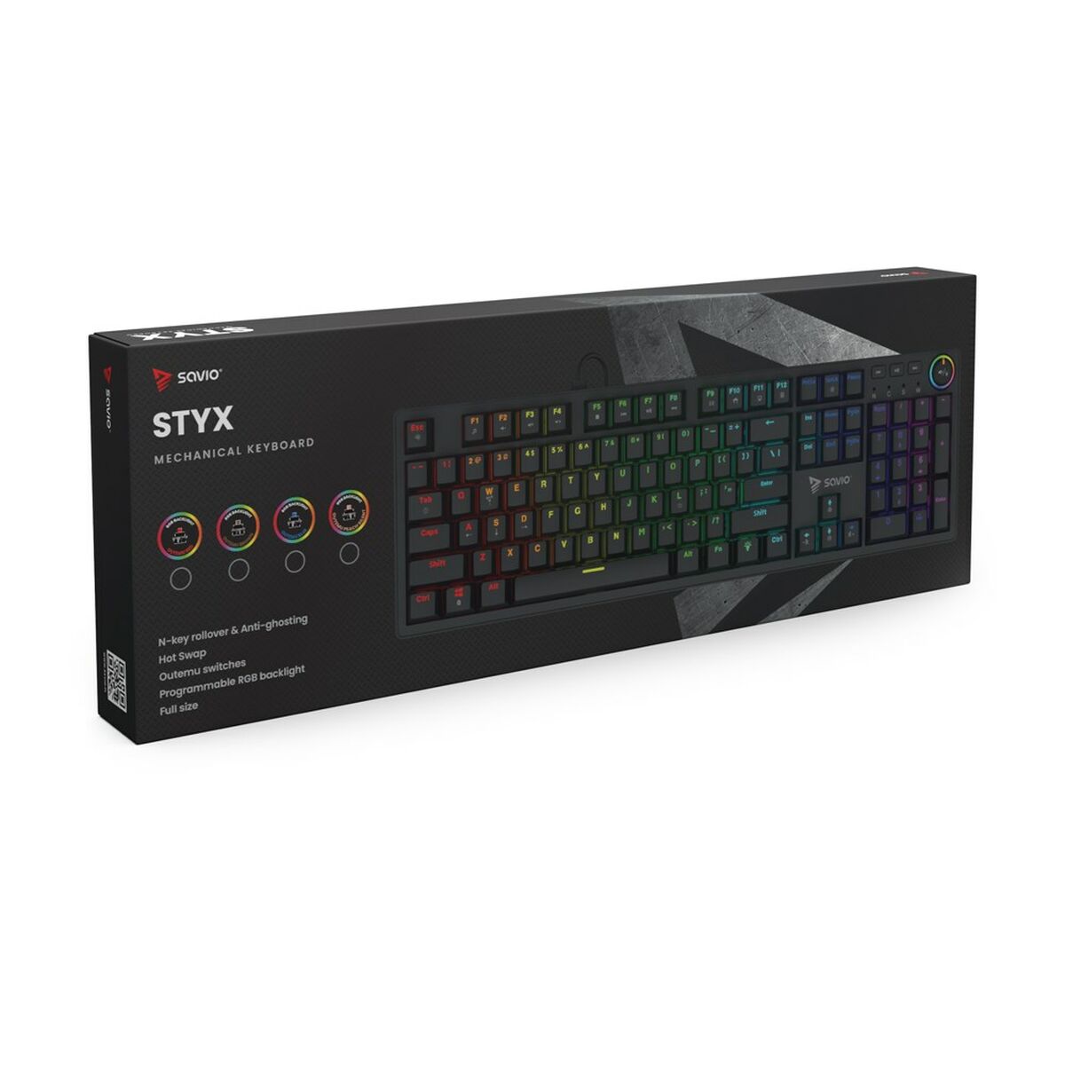 Afbeeldingen van Keyboard Savio STYX Outemu Red Black Multicolour QWERTY