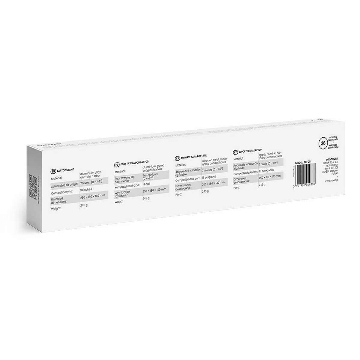 Afbeeldingen van Notebook Stand Savio SAVPB-05 Aluminium