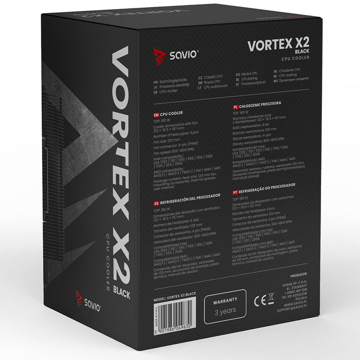 Afbeeldingen van CPU Fan Savio VORTEX X2 BLACK