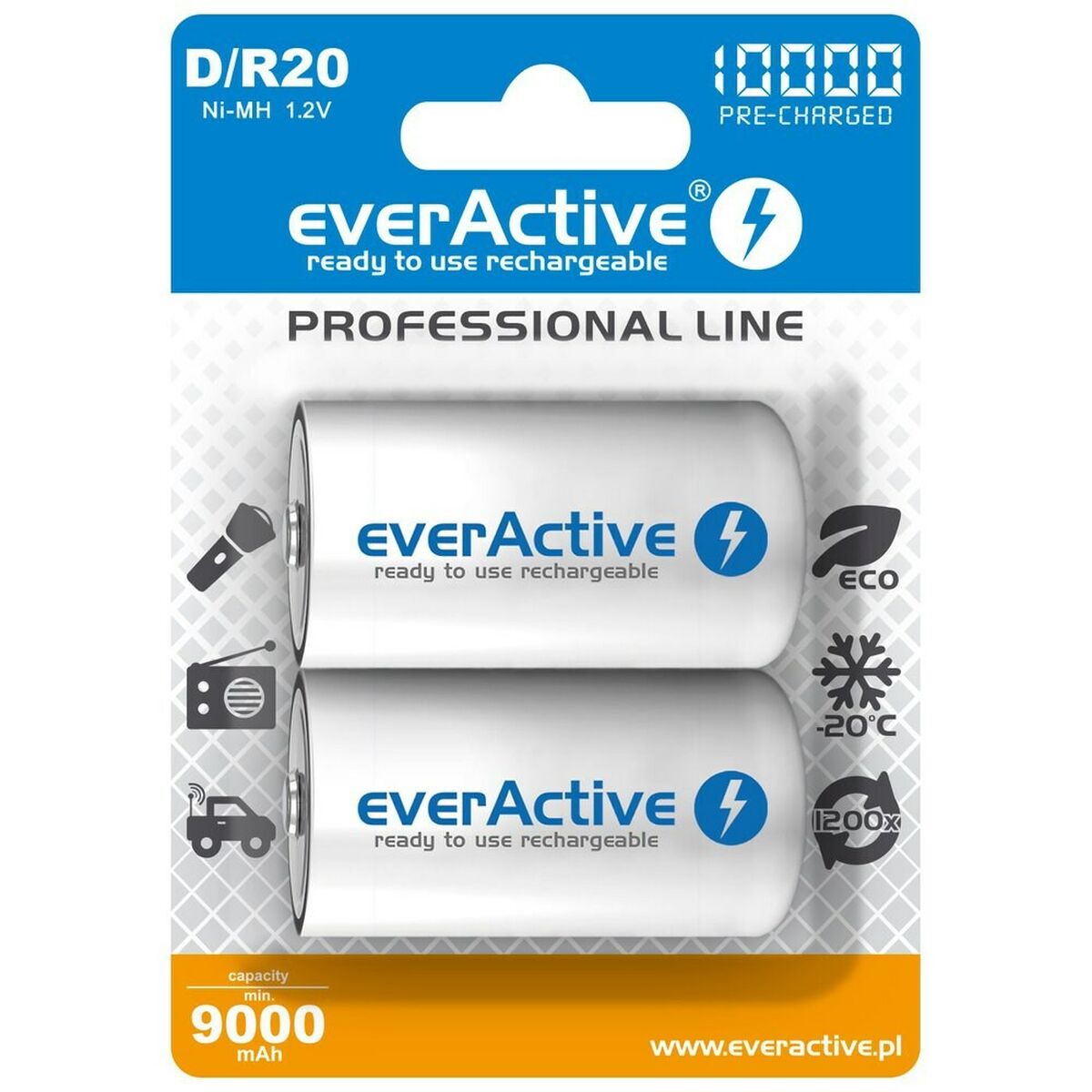 Piles Rechargeables EverActive EVHRL20-10000 10000 mAh 1,2 V