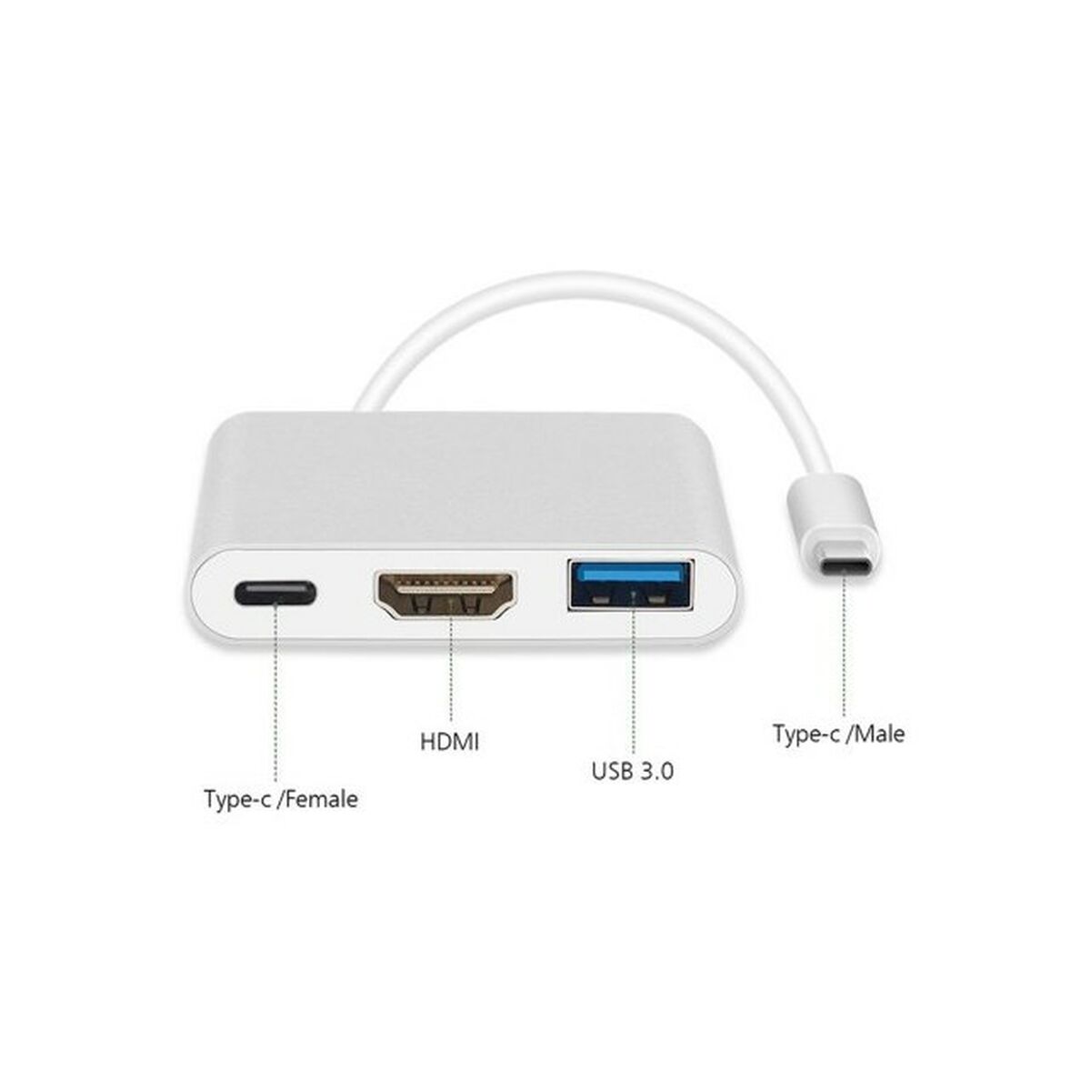 Image secondaire de Hub USB-C 3 Ports MacLean MCTV-840 Argenté