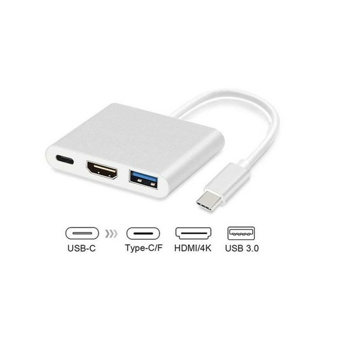 Afbeeldingen van 3-Port USB-C Hub MacLean MCTV-840 Silver