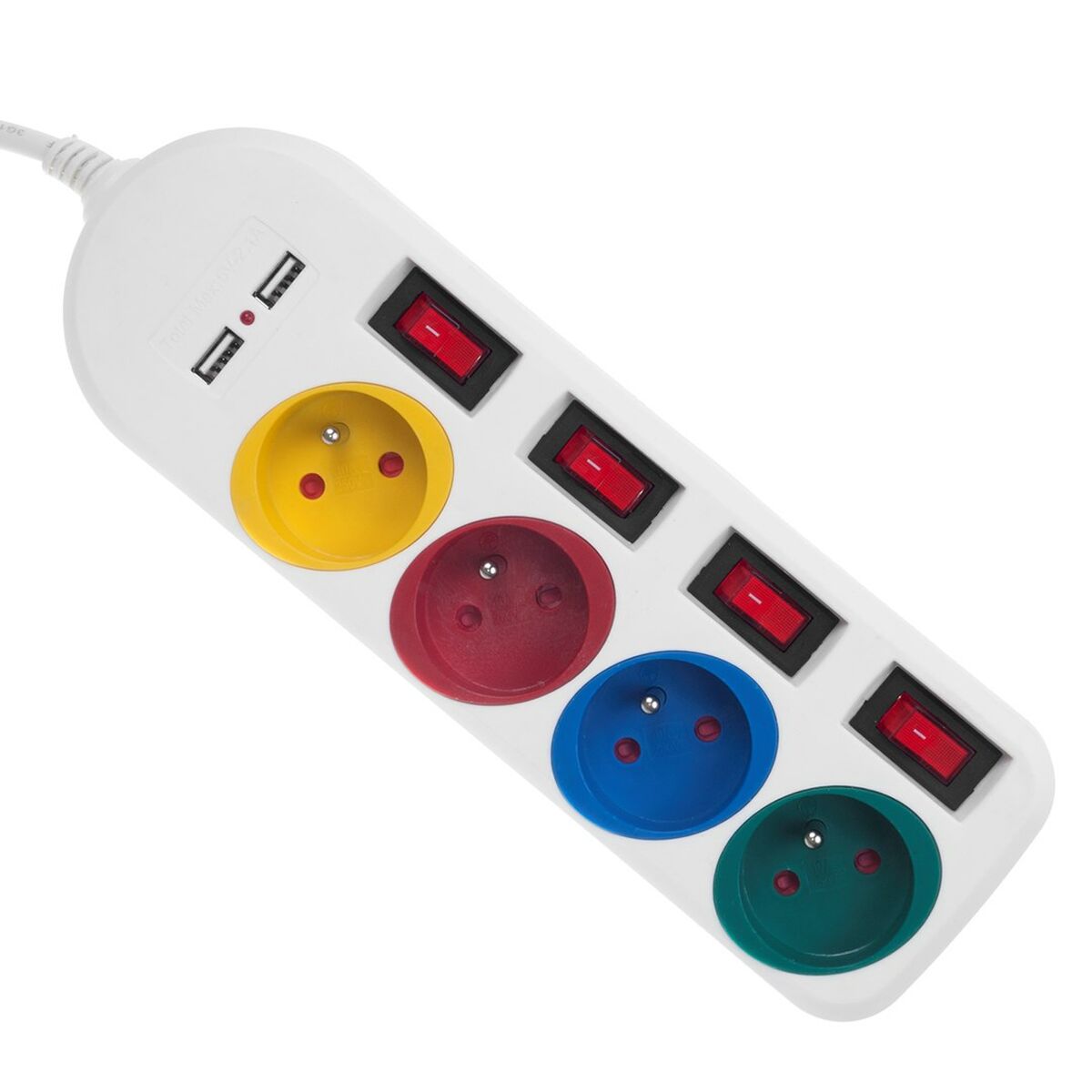 Afbeeldingen van 4-socket plugboard with power switch MacLean MCE229W (1,5 m)