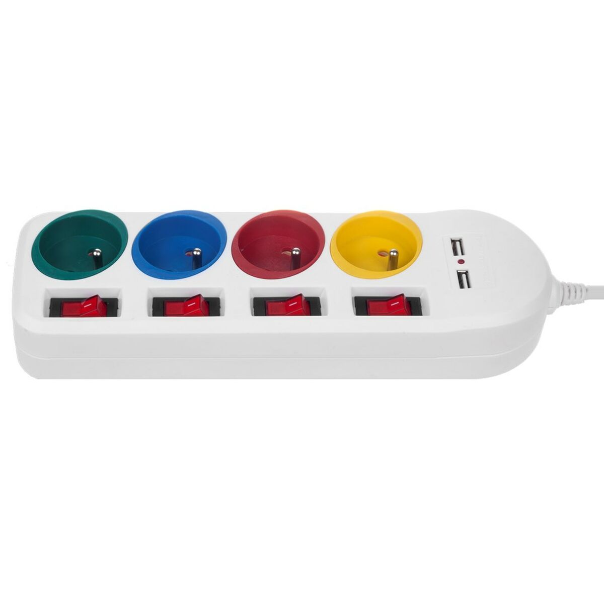 Afbeeldingen van 4-socket plugboard with power switch MacLean MCE229W (1,5 m)