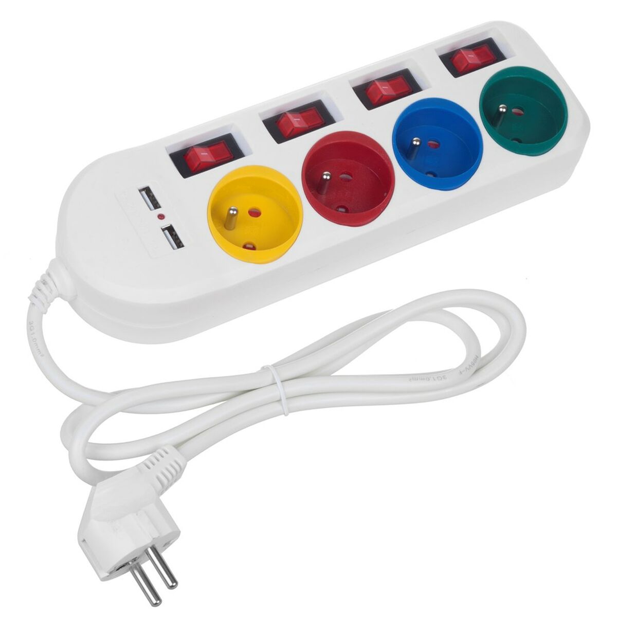 Afbeeldingen van 4-socket plugboard with power switch MacLean MCE229W (1,5 m)