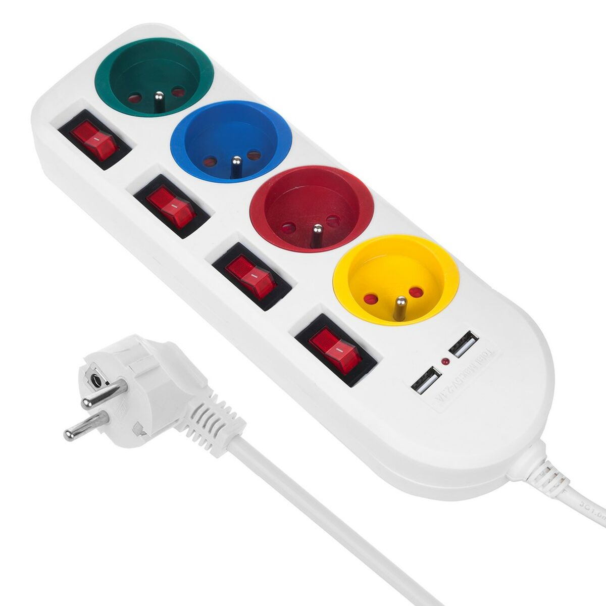 Afbeeldingen van 4-socket plugboard with power switch MacLean MCE229W (1,5 m)