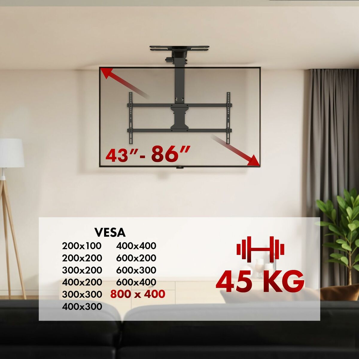 Afbeeldingen van Screen Table Support MacLean MC-109 T 86" 43"