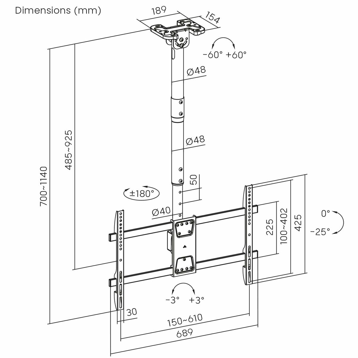Afbeeldingen van Screen Table Support MacLean MC-112 B 86" 43"