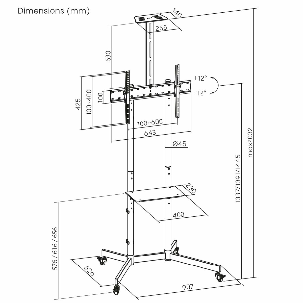 Afbeeldingen van Screen Table Support MacLean MC-113 B 70"