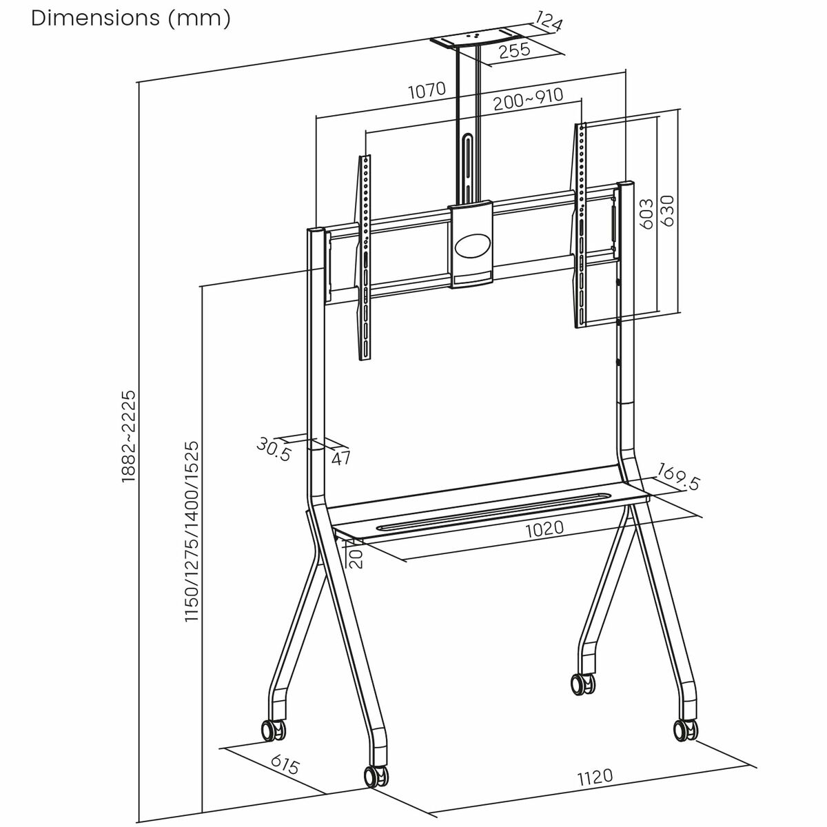Afbeeldingen van Screen Table Support MacLean MC-114 B 100" 55"