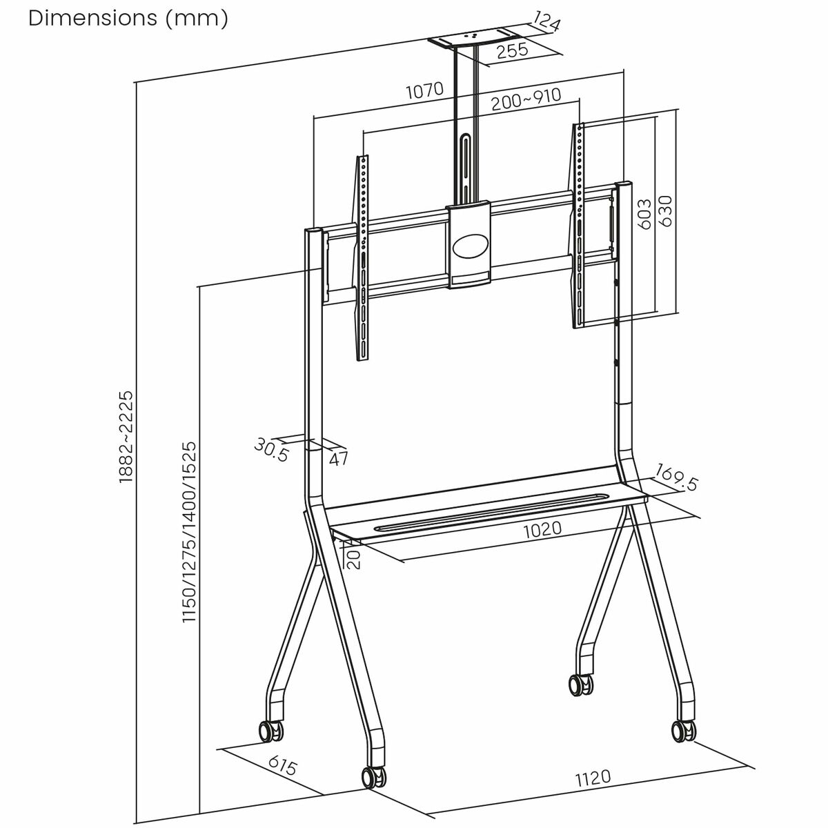 Afbeeldingen van Screen Table Support MacLean MC-114 W 100" 55"