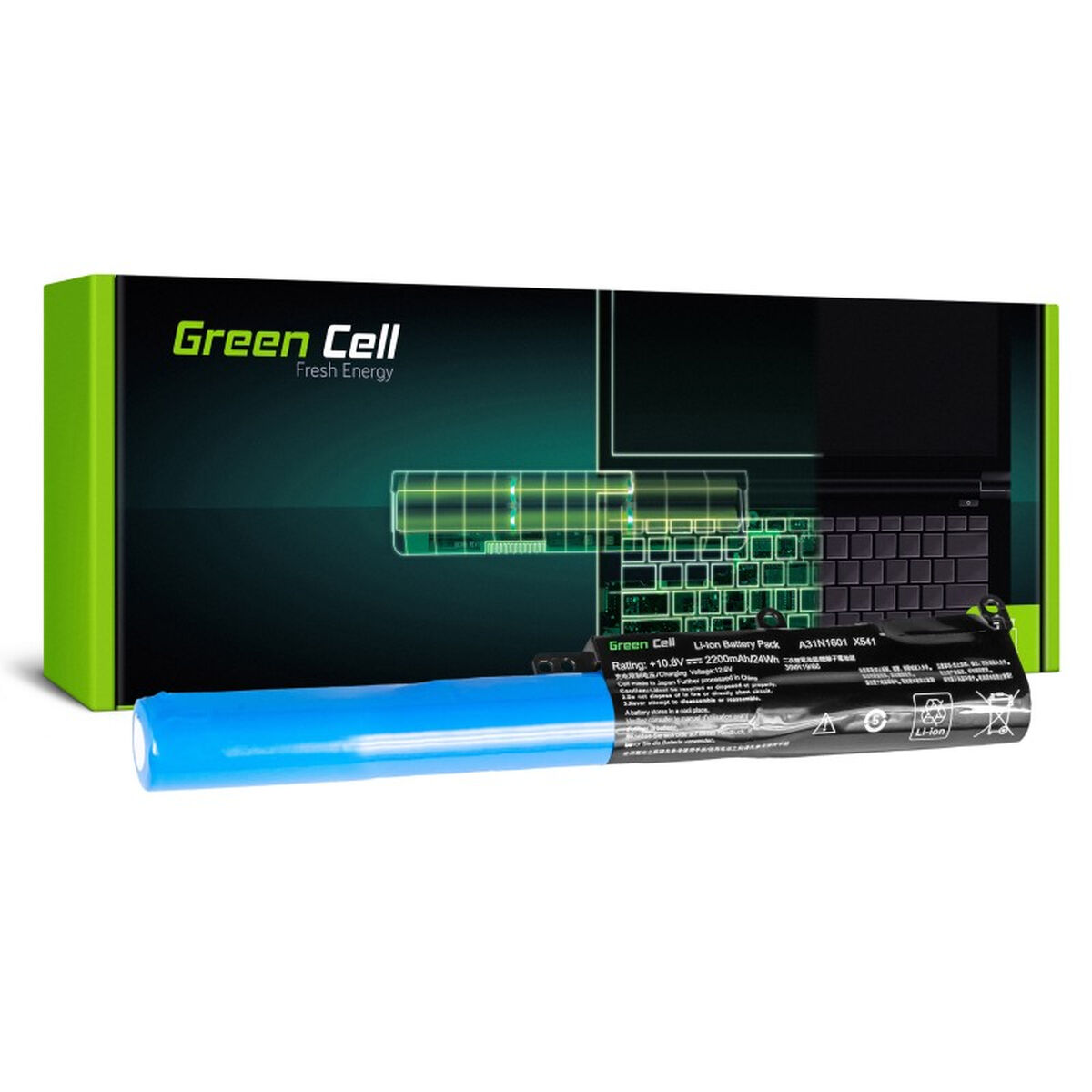 Batterie pour Ordinateur Portable Green Cell AS94 Bleu Noir Noir/Bleu 2200 mAh