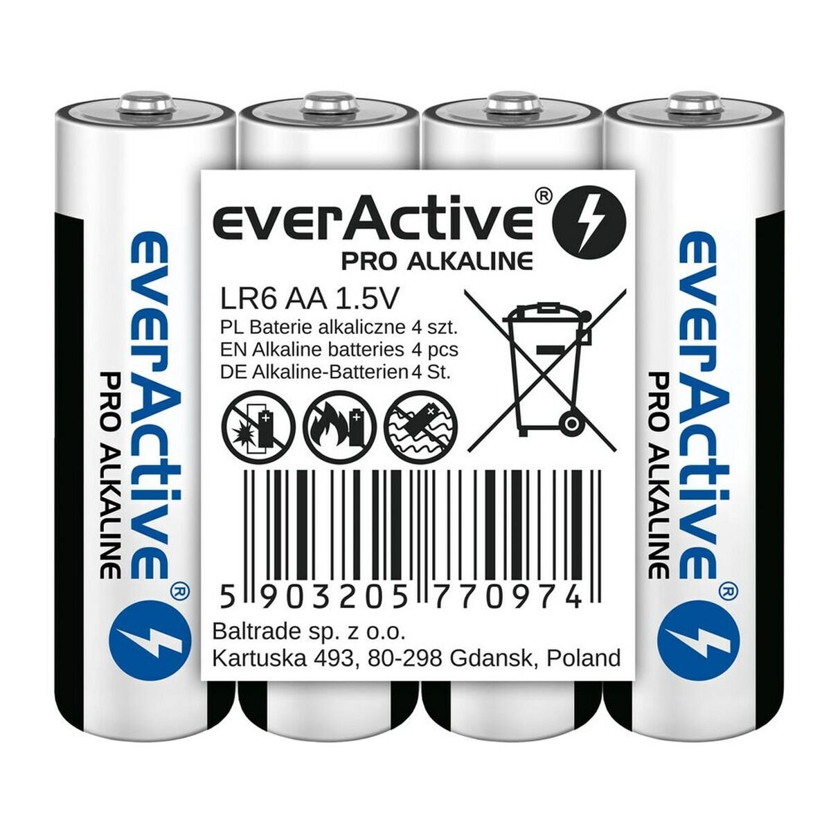 Batteries EverActive LR6 AA 1,5 V (4 Unités)