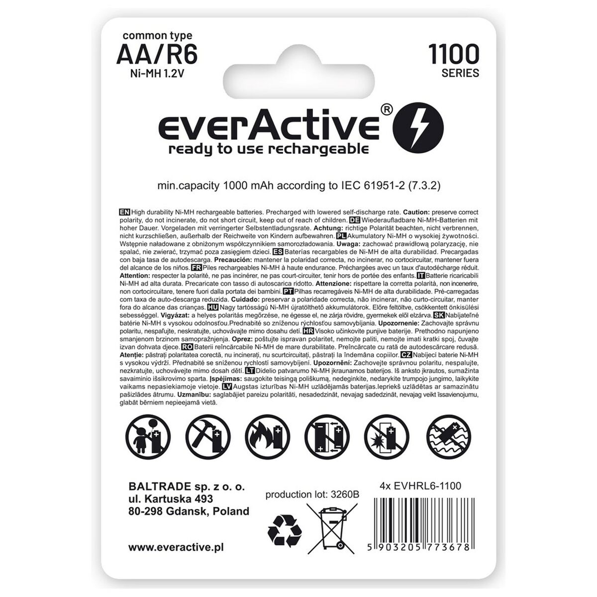 Image secondaire de Piles Rechargeables EverActive EVHRL6-1100 1,2 V