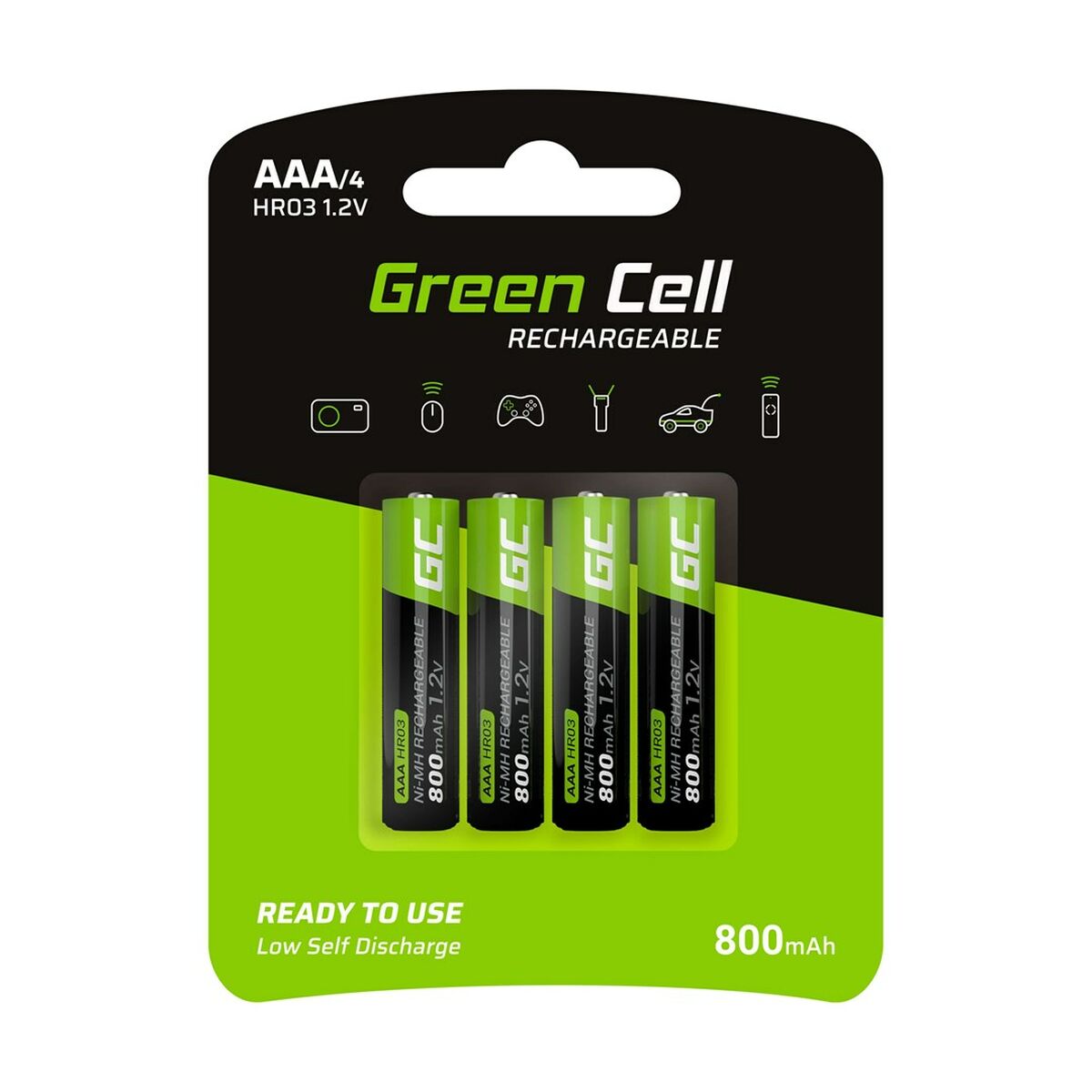 Piles Rechargeables Green Cell GR04 800 mAh 1,2 V AAA