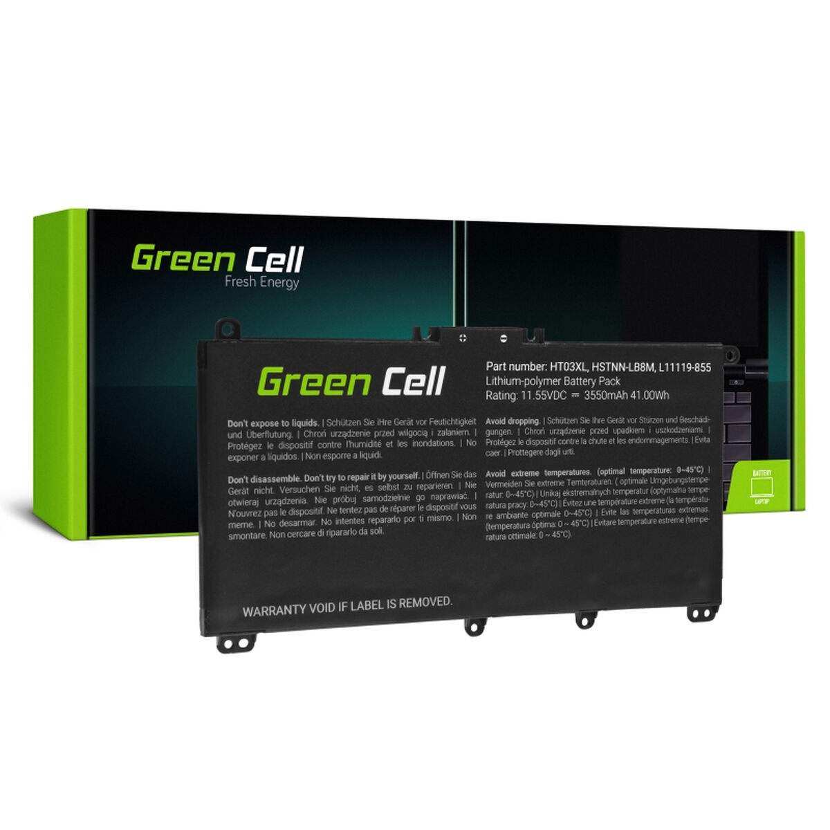 Laptop batteri Green Cell HP163 Sort 3400 mAh