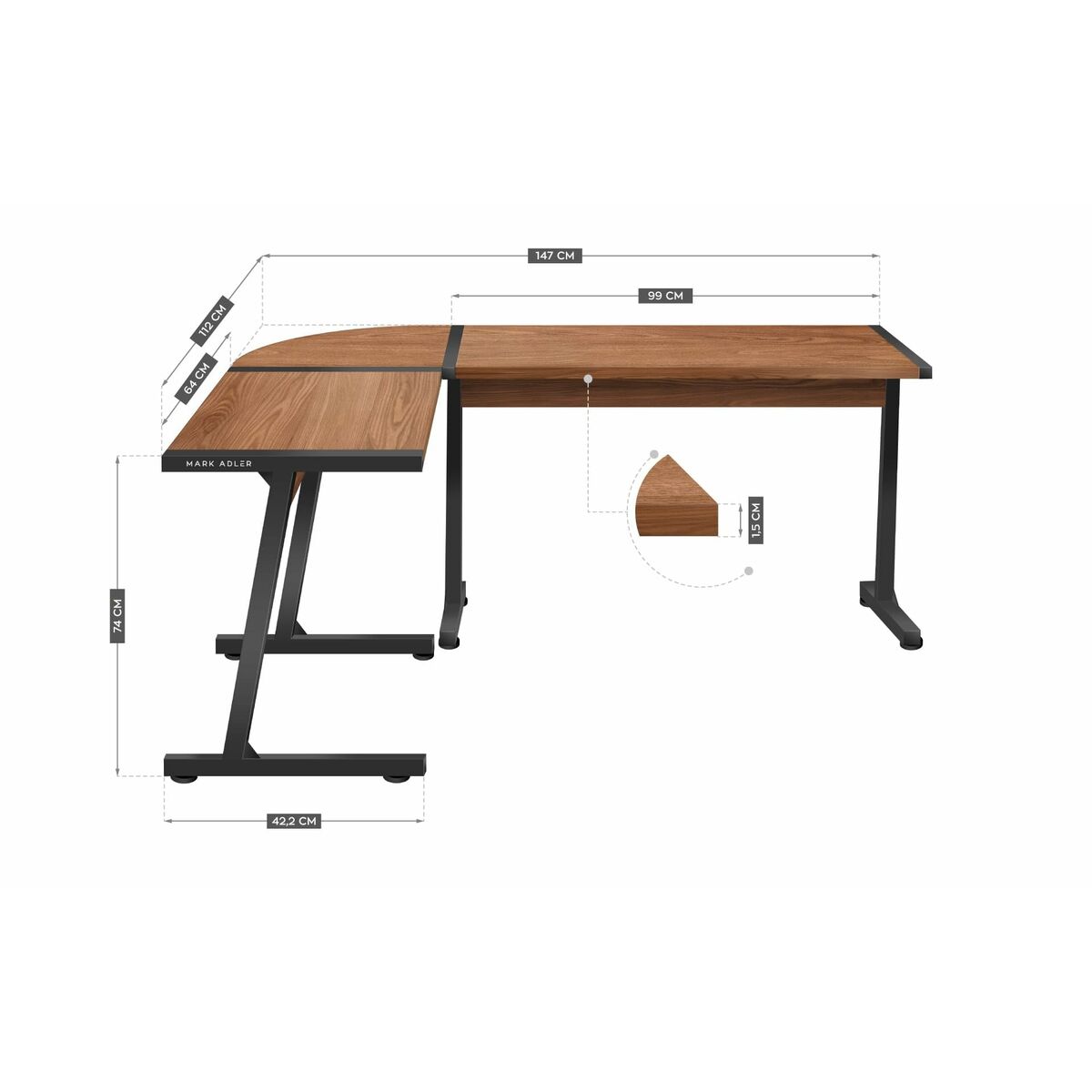 Afbeeldingen van Desk Mark Adler MA-LEADER 5.5 WN Black Bronze 147 x 74 x 112 cm