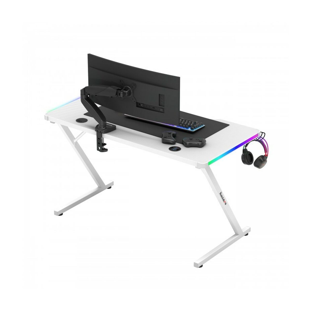Afbeeldingen van Desk Gaming Huzaro HZ-Hero 2.5 White RGB White 120 x 75 x 60 cm